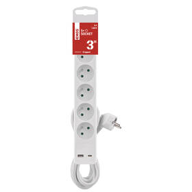 Kábel predlžovací EMOS 5x zásuvka, 1×USB-A + 1×USB-C vypínač, 3m biely

 obrázok produktu 7 z 7