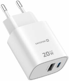Nabíjačka do siete Swissten EDGE GaN 1x USB-C PD 20W/1x USB-A 18W QC biela

 obrázok produktu 1 z 8