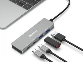 USB Hub Sandberg USB-C/2xUSB-A, 2x USB-C strieborný

 obrázok produktu 1 z 2