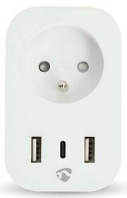 Inteligentná zásuvka Nedis SmartLife, merač spotreby, diaľkovo ovládateľná, Wi-Fi, 1x USB-C + 2x USB, IP21, 3680 W biela

 obrázok produktu 6 z 12