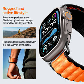 Remienok Spigen Fabric na Apple Watch 49/46/45/44mm čierny/oranžový

 obrázok produktu 15 z 15