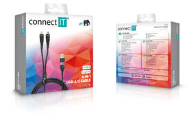 Kábel Connect IT Wirez 4in1 1x USB-C, 1x Lightning, 1,25 m čierny

 obrázok produktu 4 z 4