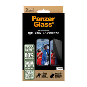 Tvrdené sklo PanzerGlass Privacy na Apple Iphone 16 Plus/15 Plus s inštalačným rámčekom 

 obrázok produktu 2 z 3