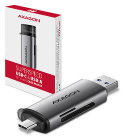 Čítačka pamäťových kariet Axagon Card Reader USB3.2 Gen 1 Type-C + Type-A, SD/microSD, UHS-I strieborná

 obrázok produktu 9 z 9