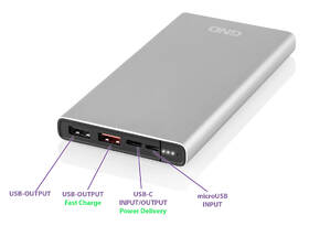 Powerbank GND 10000 mAh, USB-C PD 18W strieborná

 obrázok produktu 1 z 8