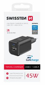Nabíjačka do siete Swissten GAN 1x USB-C 45W PD + 1x USB-A 18W QC čierna

 obrázok produktu 1 z 1
