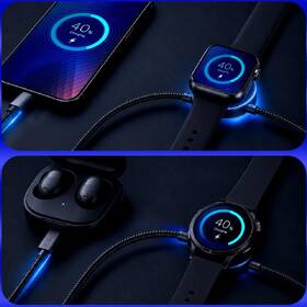 Nabíjací kábel 3mk OmniLink USB-C s nabíjaním Apple Watch a Samsung Galaxy Watch, 100 W PD, 1,5 m čierny

 obrázok produktu 5 z 5