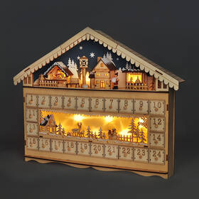 LED dekorácie Solight adventný kalnedár - horská chata, 10x LED, 50x40cm, 2x AA 

 obrázok produktu 2 z 6