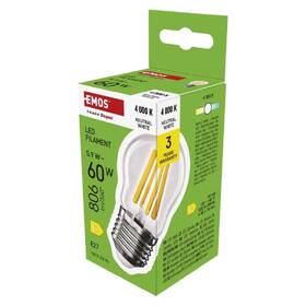 LED žiarovka EMOS Filament mini globe, 5,9 W, 806lm, E27, neutrálna biela 

 obrázok produktu 2 z 3