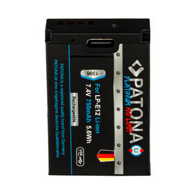Batéria PATONA pre foto Canon LP-E12 750mAh Li-Ion Platinum, USB-C čierna

 obrázok produktu 4 z 4