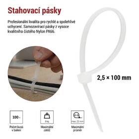 Sťahovacie pásky EMOS 100×2,5MM, 100KS biele

 obrázok produktu 6 z 8