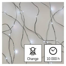 Vianočné osvetlenie EMOS 10 LED nano reťaz strieborná, 0,9 m, 2x AA, vnútorná, studená biela, časovač 

 obrázok produktu 5 z 9