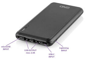Powerbank GND 10000 mAh, USB-C, Lightning čierny

 obrázok produktu 1 z 6