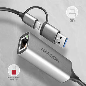 Sieťová karta Axagon USB-C + USB-A 3.2 Gen 1 - Gigabit Ethernet sivá

 obrázok produktu 5 z 6