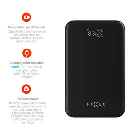 Powerbank FIXED Zen 20 Pro, 20 000 mAh, 130W, LCD displej čierny

 obrázok produktu 5 z 11