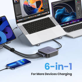 Nabíjačka do siete UGREEN 2x USB, 4x USB-C, 200W, Gan sivá

 obrázok produktu 2 z 9