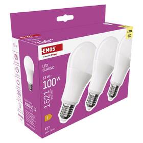 LED žiarovka EMOS Classic, 13 W, 1521lm, E27, teplá biela, 3 ks 

 obrázok produktu 6 z 13