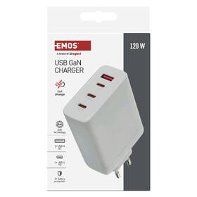 Nabíjačka do siete EMOS GaN, 120W, 1x USB-A/3x USB-C biela

 obrázok produktu 11 z 14