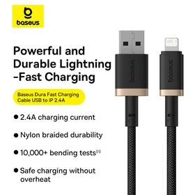 Kábel Baseus Dura USB/Lightning, 2.4A, 1m čierny/zlatý

 obrázok produktu 9 z 16