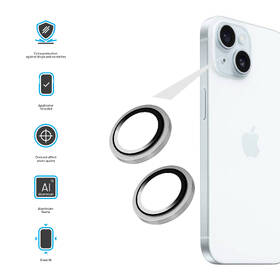 Ochranné sklo šošovky fotoaparátu FIXED Camera Glass na Apple iPhone 15/15 Plus strieborné

 obrázok produktu 1 z 3