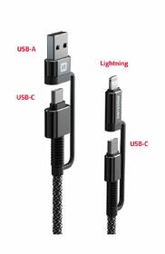 Kábel Swissten ARAMID REINFORCED 4v1, USB-C/USB, USB-C/Lightning, 1,5 m 

 obrázok produktu 1 z 3