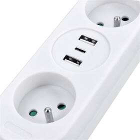 Kábel predlžovací Solight 2x zásuvka, 2x USB + 1x USB-C, 1,5 m biely

 obrázok produktu 7 z 12