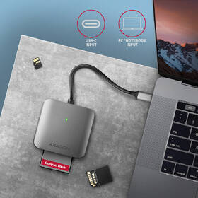 Čítačka pamäťových kariet Axagon Card Reader  USB-C 3.2 Gen 1, 3-slot & lun SD/microSD/CF, UHS-II strieborná

 obrázok produktu 4 z 6