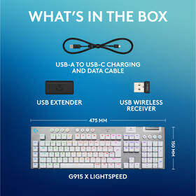 Klávesnica Logitech G915 X Lightspeed Wireless, US layout biela

 obrázok produktu 8 z 11