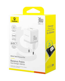 Nabíjačka do siete Baseus Palm 30W 1xUSB-A 1xUSB-C PD QC 3.0 biela

 obrázok produktu 12 z 13