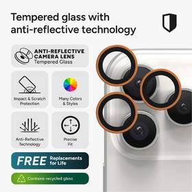 Ochranné sklo šošovky fotoaparátu ZAGG InvisibleShield Premium GL (CameraRings) na Apple iPhone 17 Pro/17 Pro Max/16 Pro/16 Pro Max/15 Pro/15 Pro Max oranžové

 obrázok produktu 5 z 11