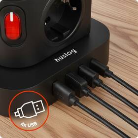 Kábel predlžovací Huslog 15W 8xzásuvka, 1xUSB-C, 3xUSB, 1x LED svetlo čierny

 obrázok produktu 6 z 9