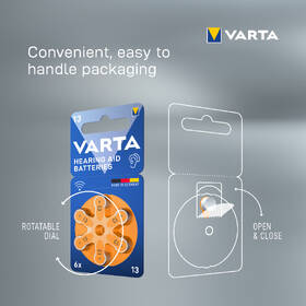 Batéria do načúvacích prístrojov Varta Hearing Aid Battery 13, blistr 6ks 

 obrázok produktu 2 z 5
