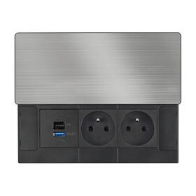 Zásuvkový modul Solight 2 zásuvky, USB-A, USB-C, PD 65W, s posuvným krytom, 2 m strieborný

 obrázok produktu 1 z 6