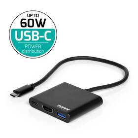 USB Hub PORT CONNECT USB-C/HDMI, USB 3.0, USB-C 60W čierny

 obrázok produktu 1 z 6