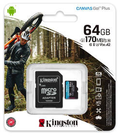 Pamäťová karta Kingston MicroSDXC 64GB UHS-I U3 (170R/70W) + adaptér 

 obrázok produktu 2 z 2