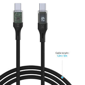 Kábel FIXED USB-C/USB-C, s displejom, PD, 100 W, 2 m čierny

 obrázok produktu 3 z 9
