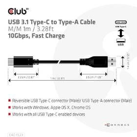 Kábel Club3D USB-C/USB-A 60W, 1m čierny

 obrázok produktu 4 z 5