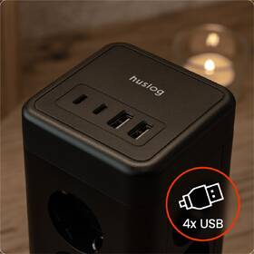 Kábel predlžovací Huslog 15W 12xzásuvka, 2xUSB-C, 2xUSB čierny

 obrázok produktu 5 z 8