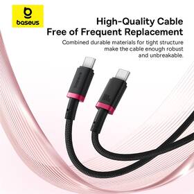 Kábel Baseus Dura USB-C/USB-C, 100W, 1m čierny/červený

 obrázok produktu 10 z 16