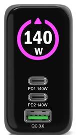 Nabíjačka do siete PORT CONNECT GaN2 140W, OLED displej, 2x USB-C PD 3.1 a USB-A QC 3.0 čierny

 obrázok produktu 2 z 9