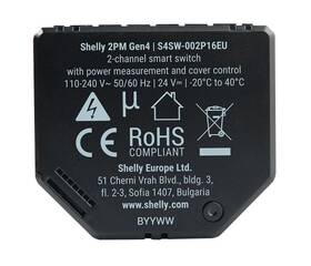 Modul Shelly Gen4 2PM, 2kanálový modul pre riadenie žalúzií, WiFi, Zigbee čierny

 obrázok produktu 1 z 2