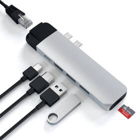 USB Hub Satechi USB-C PRO Hub (HDMI 4K, Pass Through Charging, 1x USB 3.0, 1x MicroSD, Ethernet) strieborný

 obrázok produktu 11 z 12