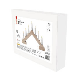 LED dekorácie EMOS 7 LED svietnik drevený, 29 cm, 2x AA, vnútorná, teplá biela, časovač 

 obrázok produktu 4 z 5