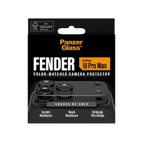 Tvrdené sklo PanzerGlass FENDER na Apple iPhone 18 Pro Max, ochranný hliníkový prvek fotoaparátu sivé

 obrázok produktu 4 z 6