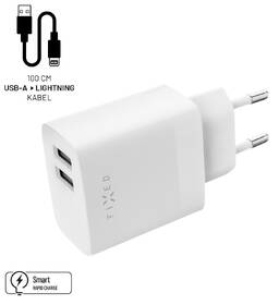 Nabíjačka do siete FIXED 2xUSB 17W Smart Rapid Charge + Lightning MFi kábel 1m biela

 obrázok produktu 1 z 7