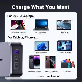Nabíjačka do siete UGREEN USB, 2x USB-C PD, 140 W, GaN + USB-C kábel 2m sivá

 obrázok produktu 4 z 5