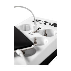 Prepäťová ochrana Eaton Protection Box 6 USB FR, 6x zásuvka, zaťaženie 10A, 2x USB, 1,5m čierna/biela

 obrázok produktu 2 z 3