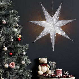 LED dekorácie Solight vianočná hviezda strieborná, závesná, časovač, 60cm, 20x LED, 2x AA 

 obrázok produktu 4 z 4