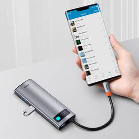 USB Hub Baseus Metal Gleam Series 7v1 HUB USB-C (USB-C PD 100W, USB-C, 2x USB 3.0, HDMI, SD/TF port) sivý

 obrázok produktu 7 z 10