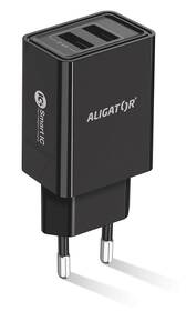 Nabíjačka do siete Aligator 2,4A, 2xUSB, smart IC, USB kábel pre Apple čierna

 obrázok produktu 2 z 2